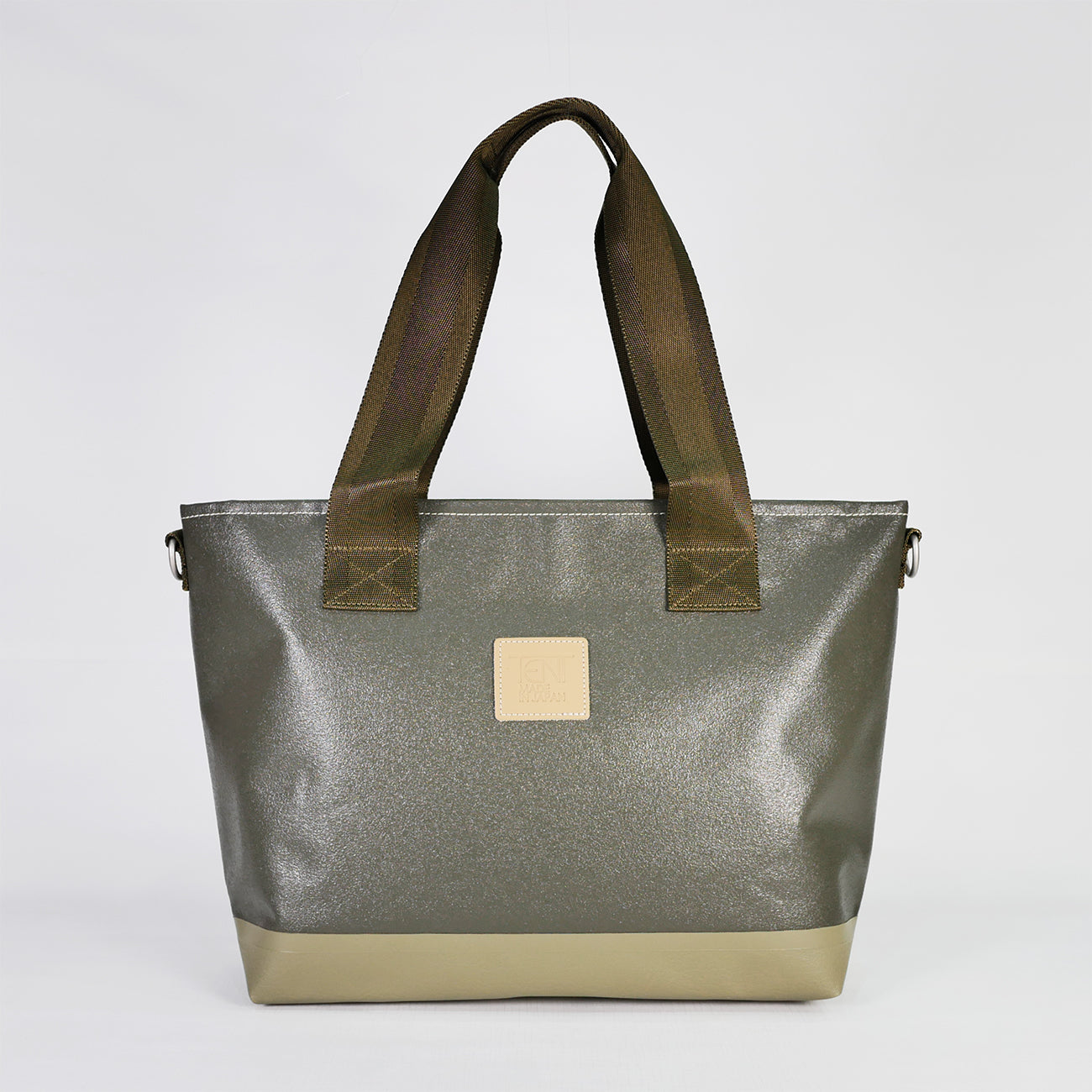 カーキ（KHAKI）カラーのPVCコーティングポリエステルトートバッグ